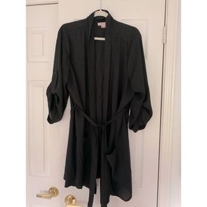 Black robe style cardigan with belt tie